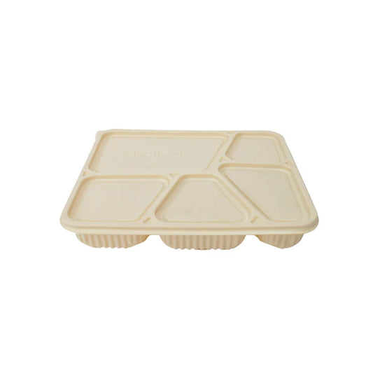 5 Compartment Cornstarch Meal Box Tray With Lid