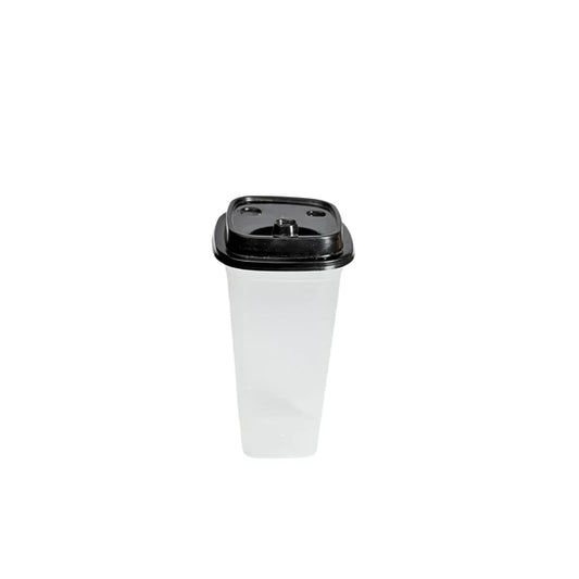 Transparent Square 350 ML Sipper Glass with Lid