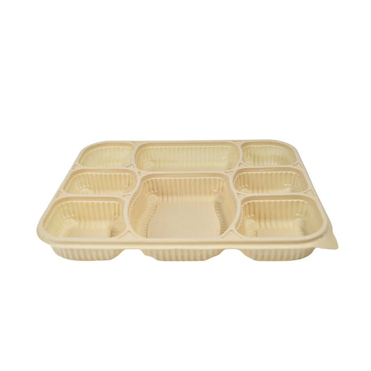 8 Compartment Cornstarch Meal Box Tray With Lid