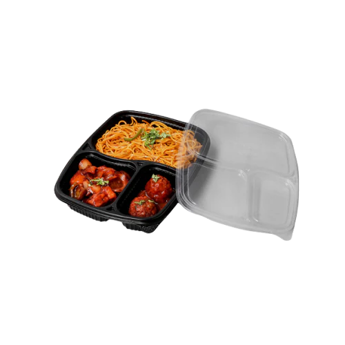 3 Compartment Meal Box Tray With Lid Mini