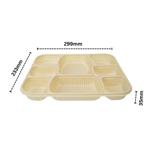 8 Compartment Cornstarch Meal Box Tray With Lid